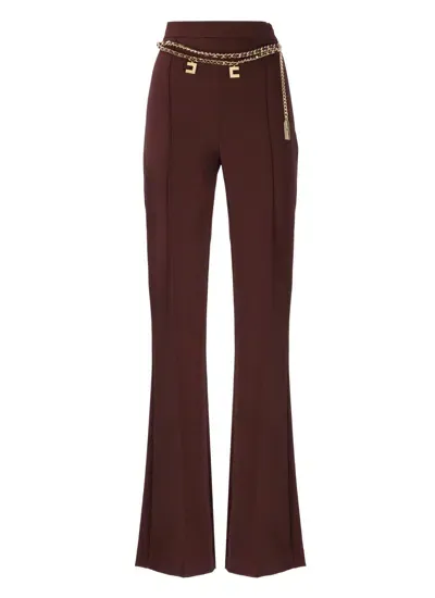 Elisabetta Franchi Pants With Logo In Burgundy