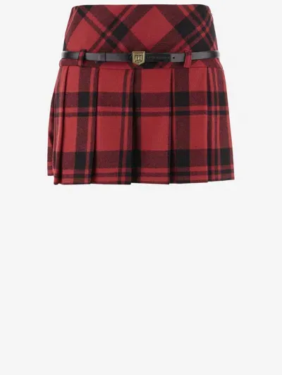 Elisabetta Franchi Wool Blend Pleated Skirt In Bunt