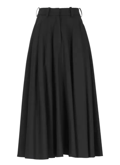 Elisabetta Franchi Wool Pleated Skirt In Black