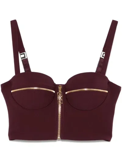 Elisabetta Franchi Zip-detail Balconette Top In Purple