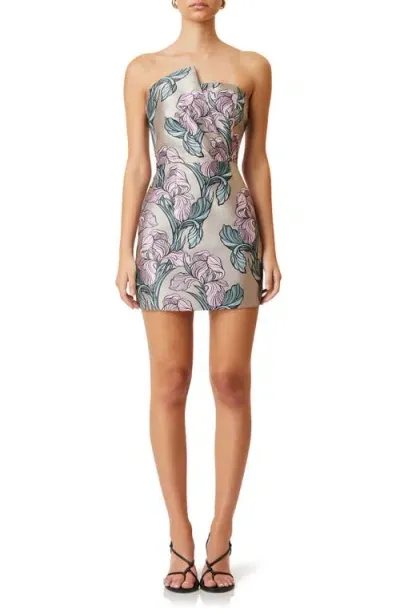 Elliatt Audrey Floral Jacquard Strapless Cocktail Minidress In Multi