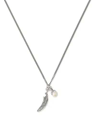 Emanuele Bicocchi Piuma-pendant Pearl Necklace In Metallic