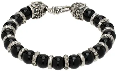 Emanuele Bicocchi Silver & Black Arabesque Beaded Bracelet