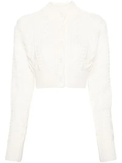 Emilia Wickstead Cable-knit Cropped Cardigan In Neutrals