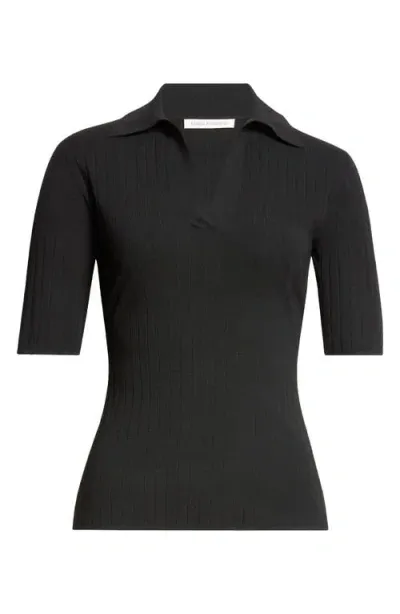 Emilia Wickstead Dune Wide Rib Polo In Black