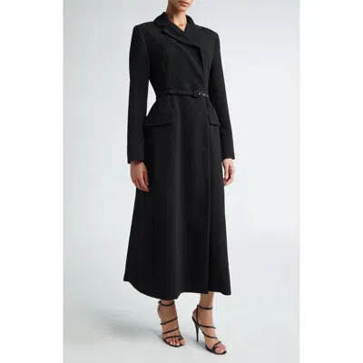 Emilia Wickstead Kalonice Long Sleeve Belted Midi Coatdress In Black