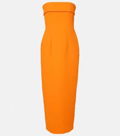 Emilia Wickstead Keeley Strapless Crêpe Midi Dress In Orange