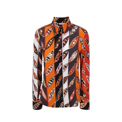 Emilio Pucci Printed Shirt In Orange