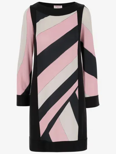 Emilio Pucci Stretch Viscose Dress With Iris Pattern In Multi