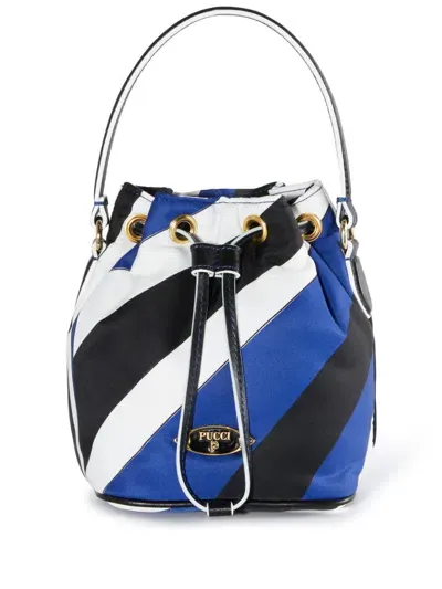 Emilio Pucci Women's Nylon Small Bucket Bag In Blue