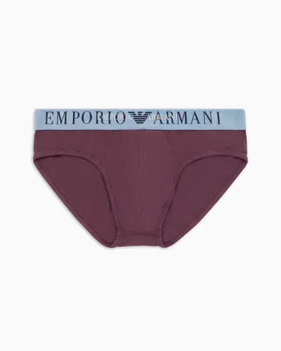 Emporio Armani Asv Slip Aus The New Icon Bio-baumwolle In Purple