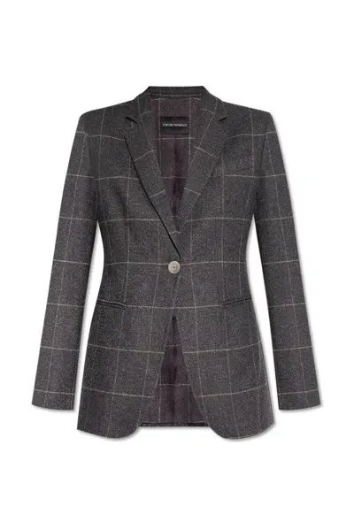 Emporio Armani Blazer With Check Pattern In Grau