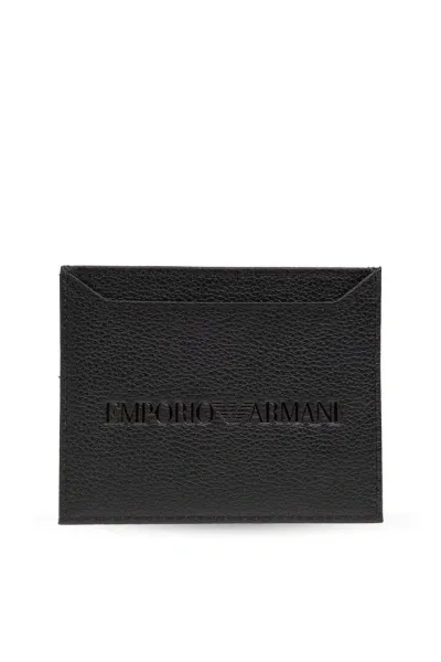 Emporio Armani Card Case With Logo In Black