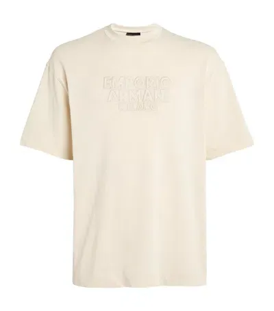 Emporio Armani Cotton Embroidered-logo T-shirt In Pink