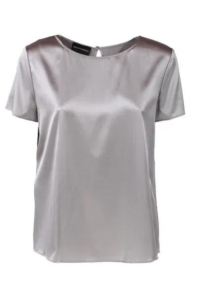 Emporio Armani Crewenck Lightweight Satin T In Grau