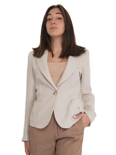 Emporio Armani Jacket With 1 Button In Cream