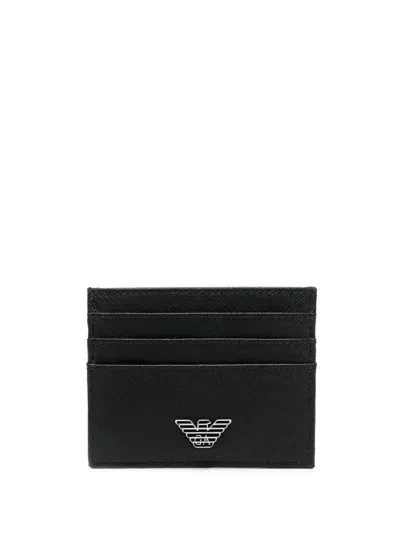 Emporio Armani Leather Card Case In Black