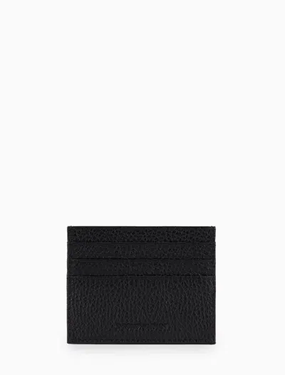 Emporio Armani Leather Card Case And Key Holder Set In Black