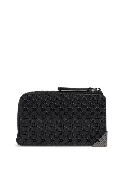 Emporio Armani Leather Card Holder In Black