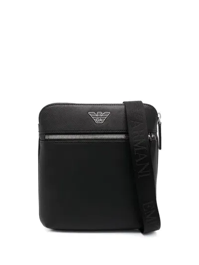 Emporio Armani Small Faux-leather Messenger Bag In Black