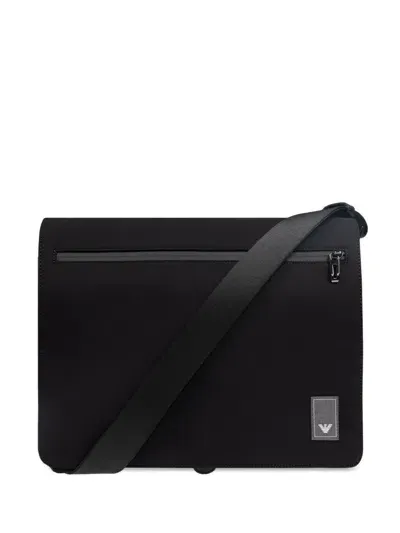 Emporio Armani Shoulder Bag With Logo Patch In Black