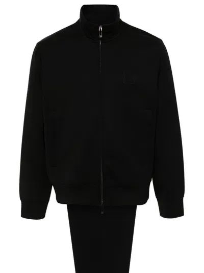 Emporio Armani Jersey Tracksuit Stand-up Collar In Black