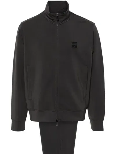 Emporio Armani Logo-appliqué Tracksuit In Grey