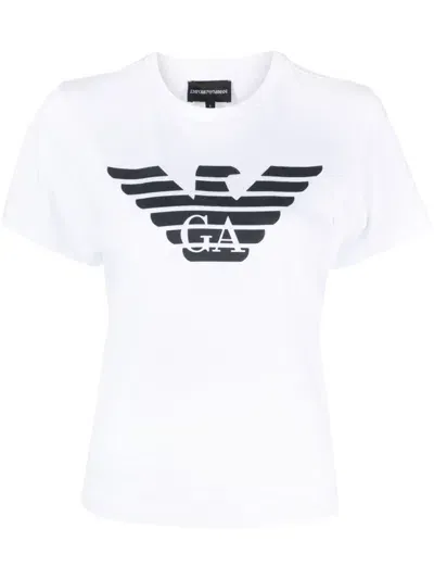 Emporio Armani Logo-print Short-sleeve T-shirt In White