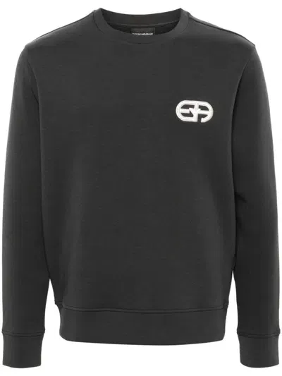 Emporio Armani Logo Cotton Sweatshirt In Gray