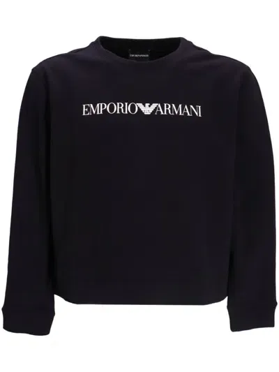 Emporio Armani French Terrycloth Logo Sweatshirt In Blue