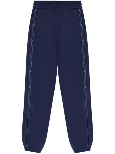 Emporio Armani Logo-detailed Stretch-cotton Track Pants In Blue