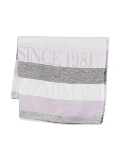 Emporio Armani Logo-jacquard Scarf In Purple