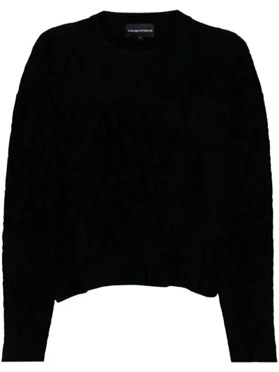 Emporio Armani Logo Pattern Jumper In Black