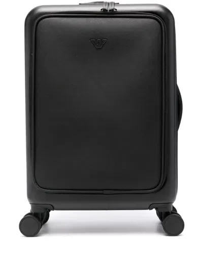 Emporio Armani Logo-plaque Suitcase In Black