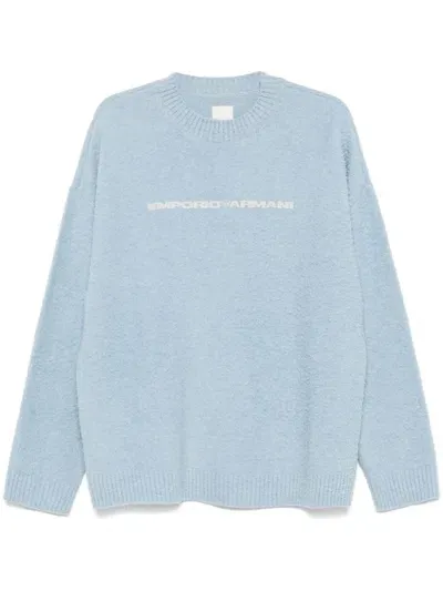 Emporio Armani Logo-print Sweater In Blue