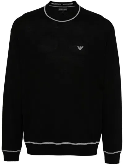 Emporio Armani Logo Wool Sweater In Gray