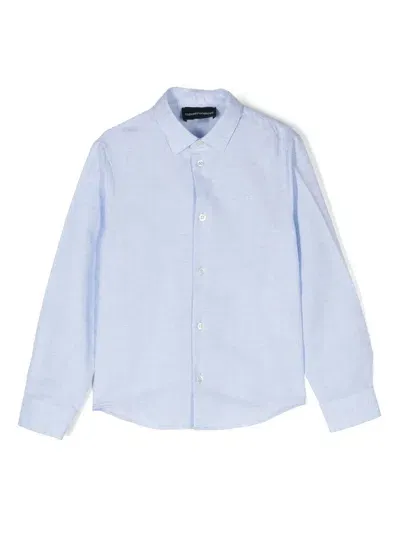 Emporio Armani Long-sleeve Linen Shirt In Blau