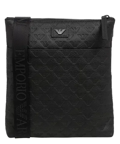 Emporio Armani Monogram Crossbody Bag In Black