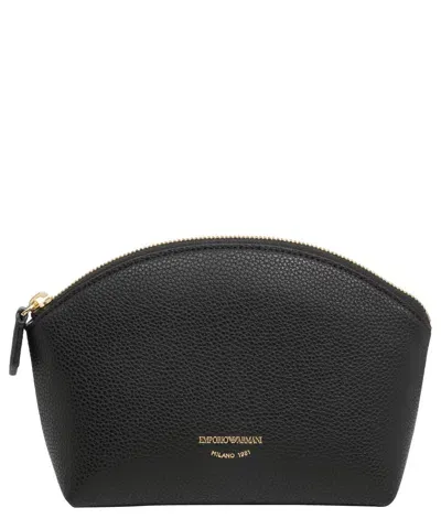 Emporio Armani Official Store Myea Deer-print Washbag In Black