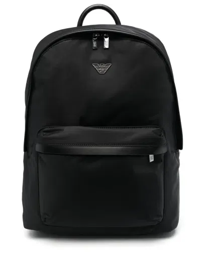 Emporio Armani Nylon Backpack In Black