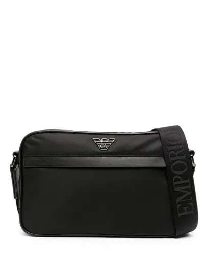 Emporio Armani Nylon Crossbody Bag In Black