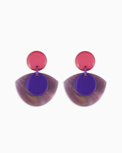 Emporio Armani Oversized Earrings With Contoured Pendant In Purple