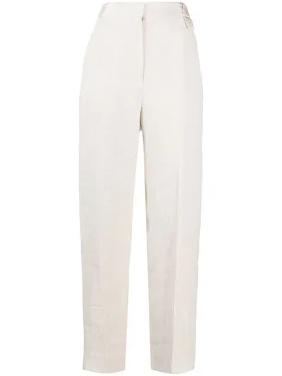 Emporio Armani Pressed-crease Straight Trousers In Nude