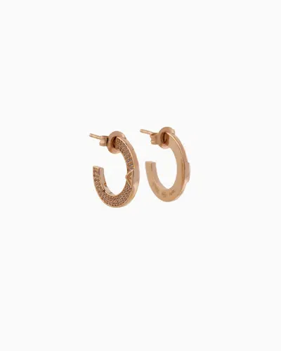 Emporio Armani Rose Gold-tone Sterling Silver Hoop Earrings