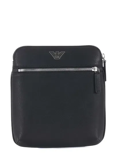 Emporio Armani Small Faux-leather Messenger Bag In Black