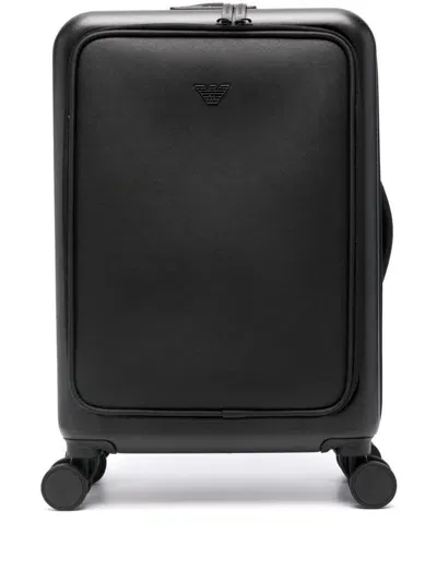 Emporio Armani Saffiano Trolley In Black