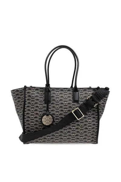 Emporio Armani Shopper Bag With Monogram In Black