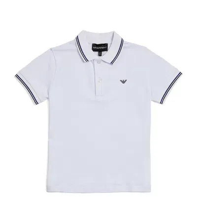 Emporio Armani Kids' Stretch-cotton Polo Shirt In White