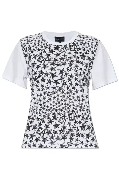 Emporio Armani Star-print Cotton T-shirt In White