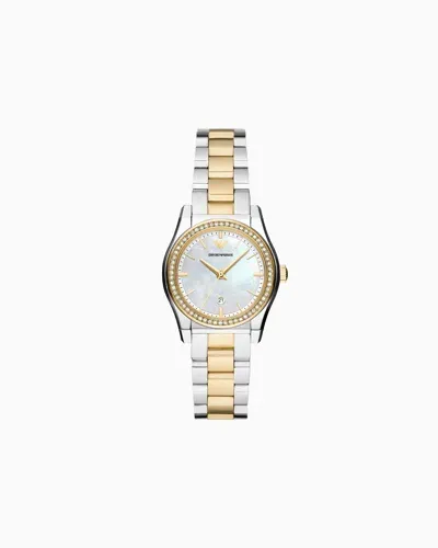 Emporio Armani Three-hand Date Stainless Steel Watch In Gold